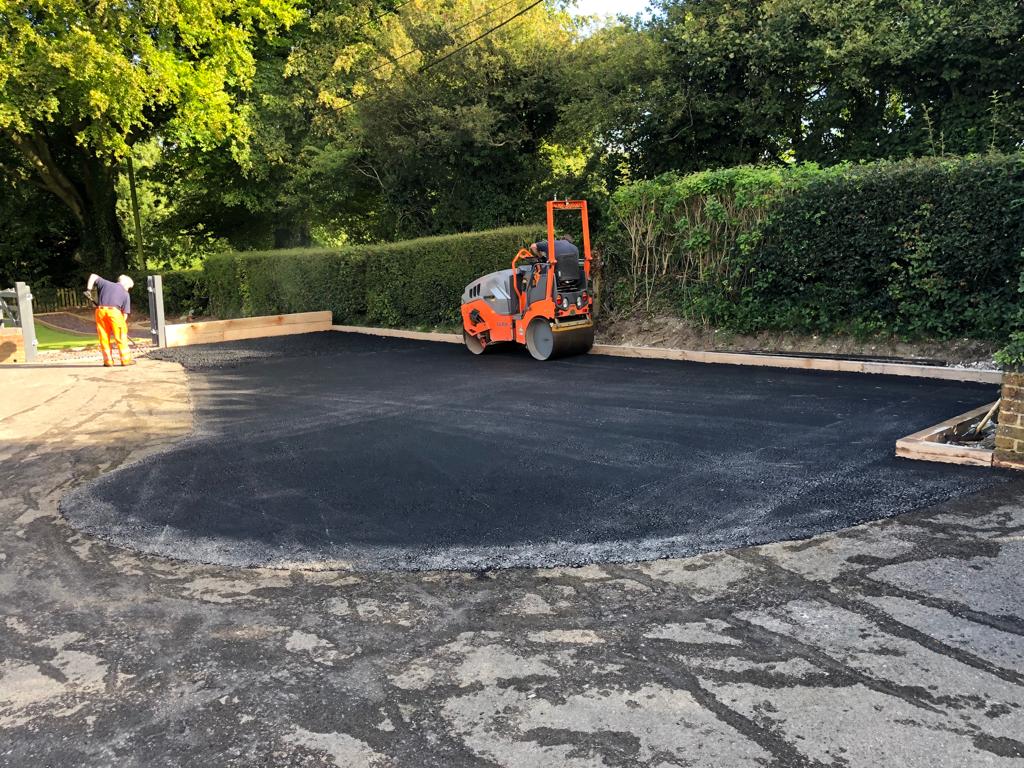 This is a photo of a bitumen driveway which is in the process of being installed by Sunbury Road Tech